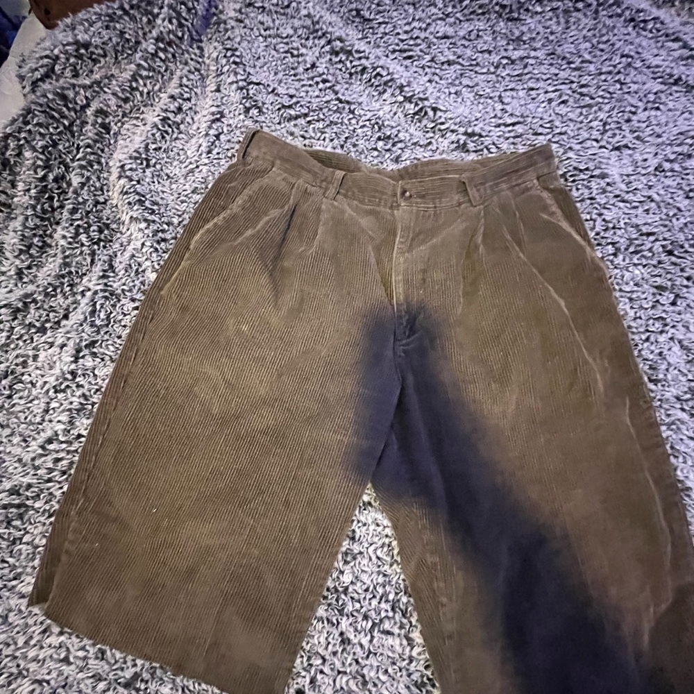 Shorts, dark green, corduroy